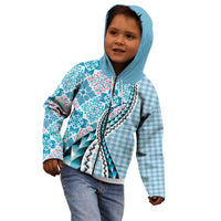 Aloha Vintage Palaka Floral Hawaiian Quilt Kid Hoodie Uliuli Motif - Polynesian Pride