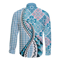 Aloha Vintage Palaka Floral Hawaiian Quilt Long Sleeve Button Shirt Uliuli Motif - Polynesian Pride