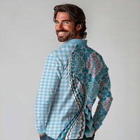 Aloha Vintage Palaka Floral Hawaiian Quilt Long Sleeve Polo Shirt Uliuli Motif - Polynesian Pride