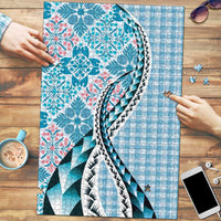 Aloha Vintage Palaka Floral Hawaiian Quilt Puzzle Uliuli Motif - Polynesian Pride