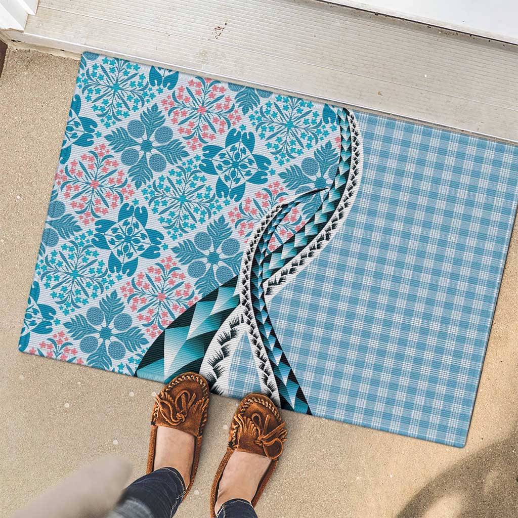 Aloha Vintage Palaka Floral Hawaiian Quilt Rubber Doormat Uliuli Motif - Polynesian Pride