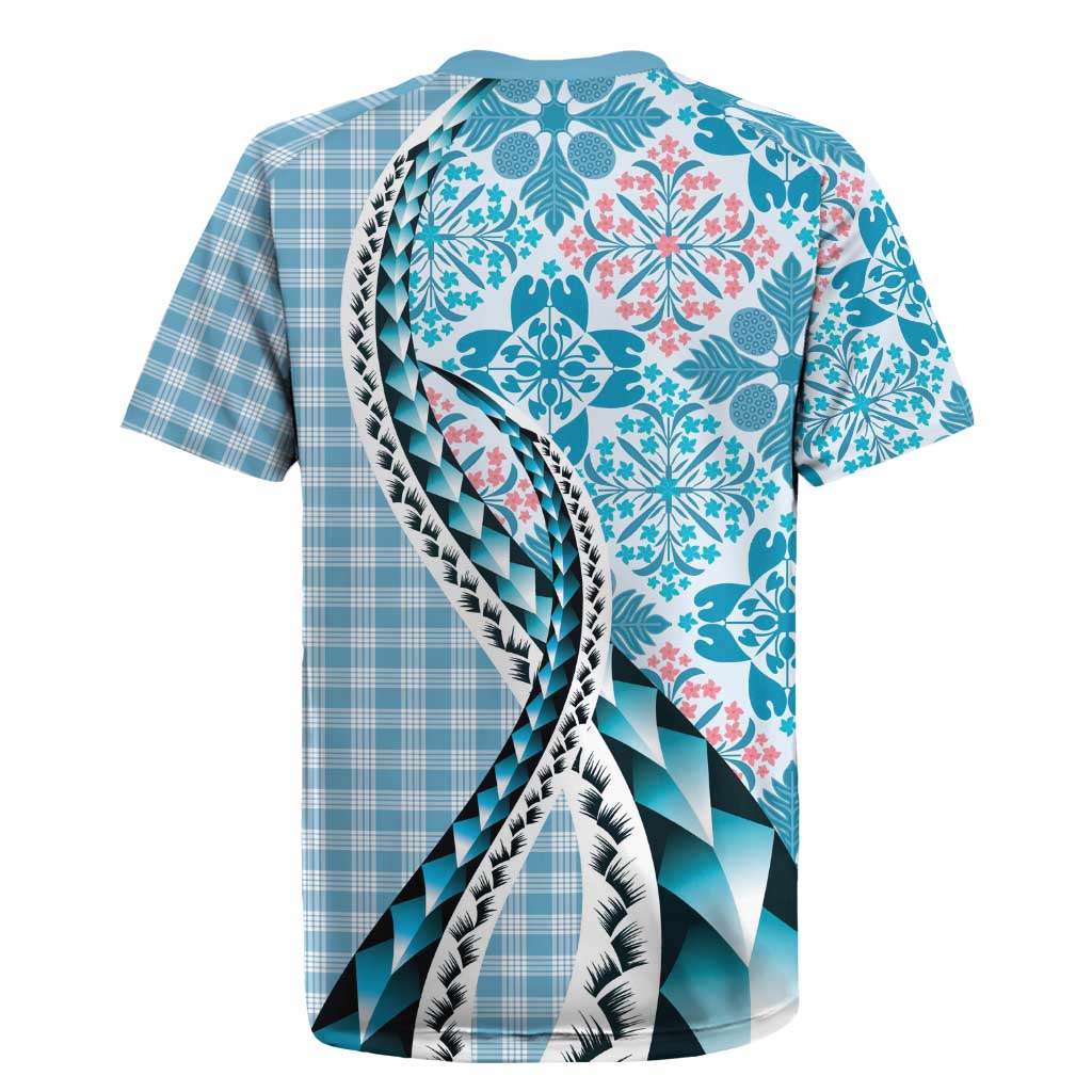 Aloha Vintage Palaka Floral Hawaiian Quilt Rugby Jersey Uliuli Motif - Polynesian Pride