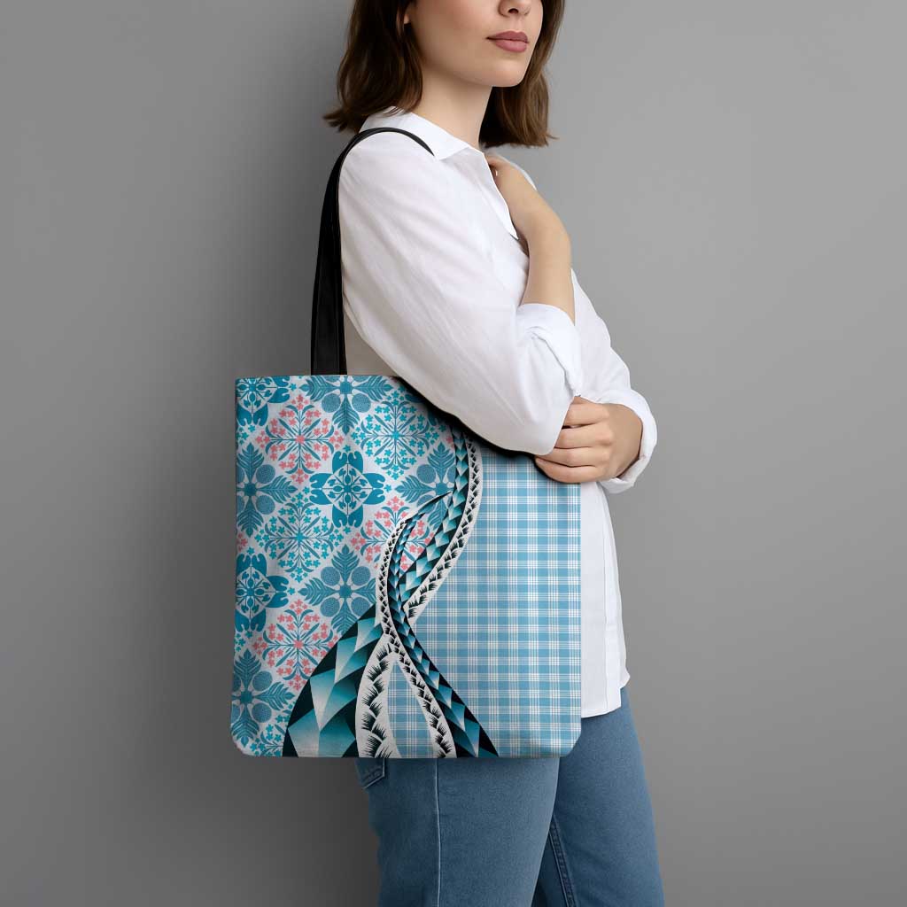 Aloha Vintage Palaka Floral Hawaiian Quilt Tote Bag Uliuli Motif - Polynesian Pride