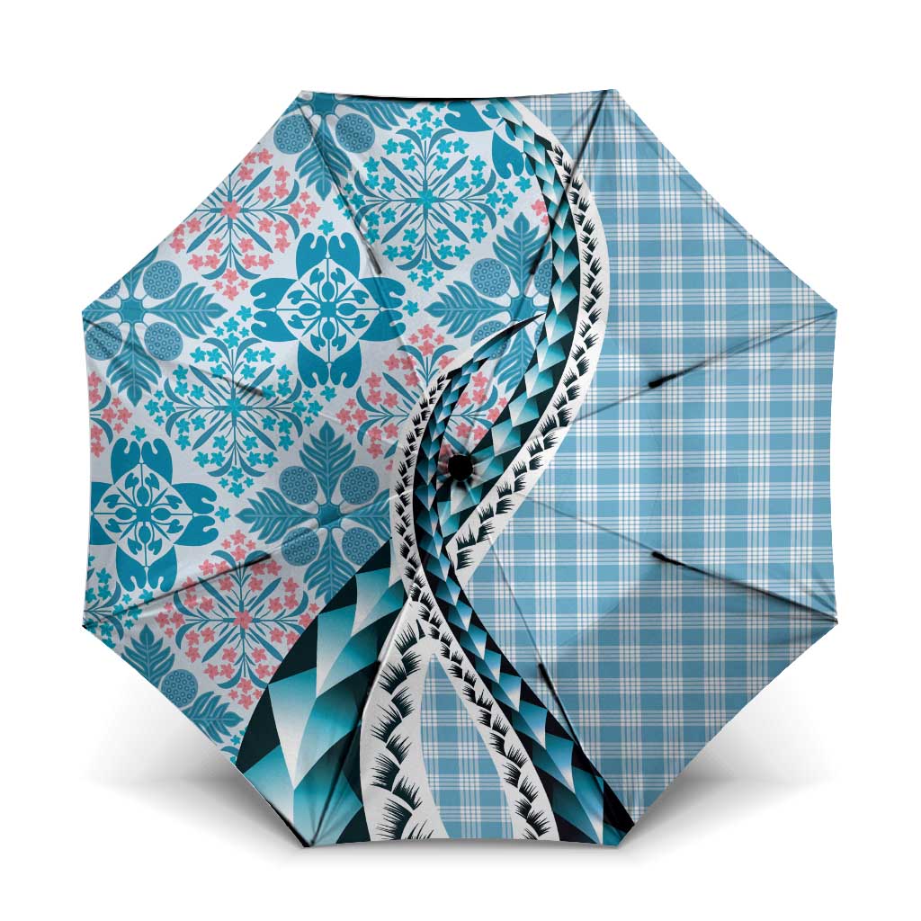 Aloha Vintage Palaka Floral Hawaiian Quilt Umbrella Uliuli Motif - Polynesian Pride