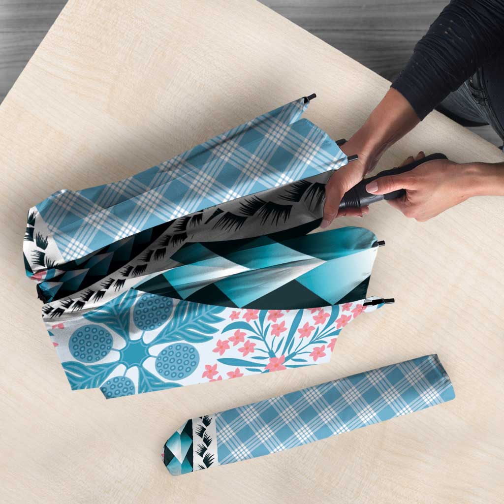 Aloha Vintage Palaka Floral Hawaiian Quilt Umbrella Uliuli Motif - Polynesian Pride