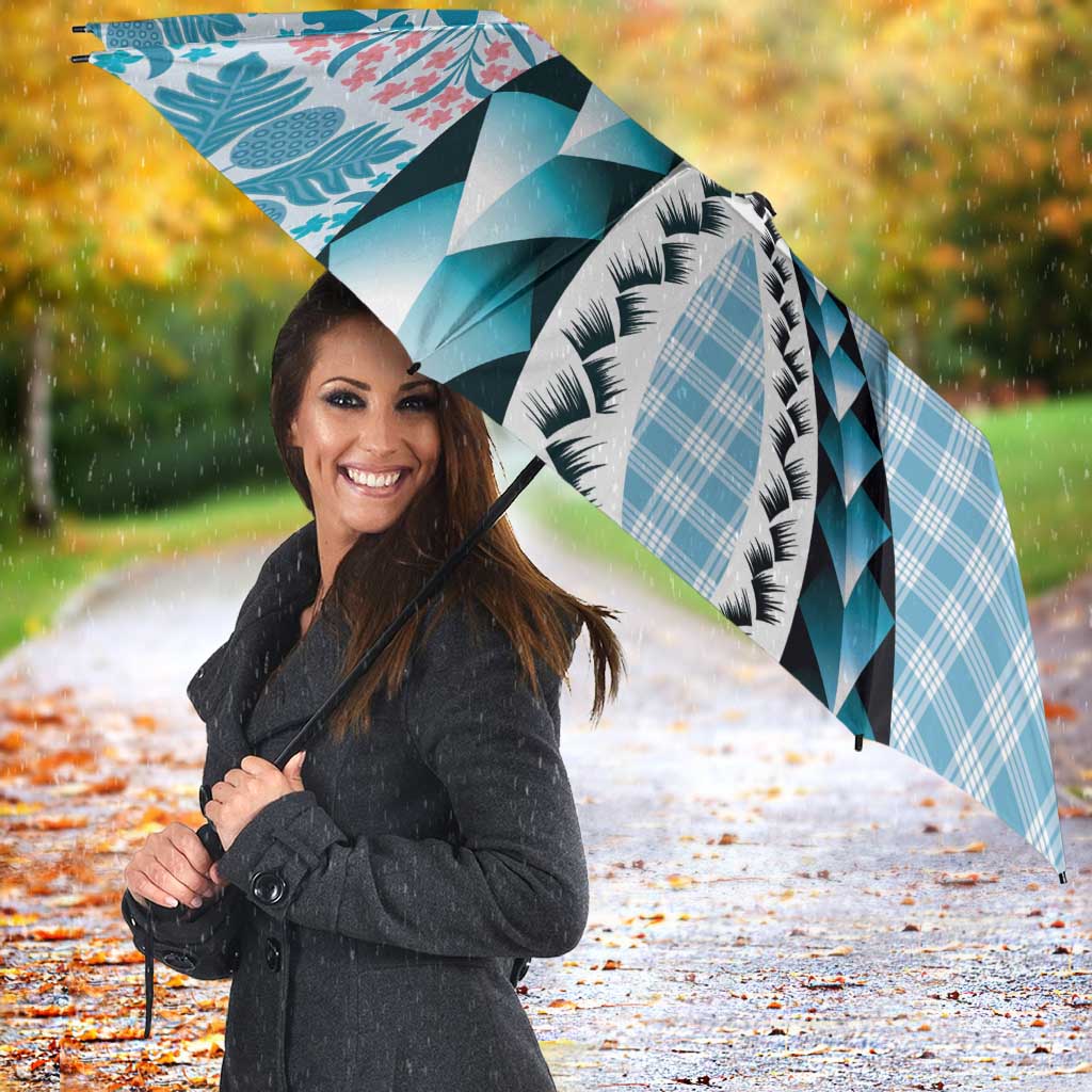 Aloha Vintage Palaka Floral Hawaiian Quilt Umbrella Uliuli Motif - Polynesian Pride