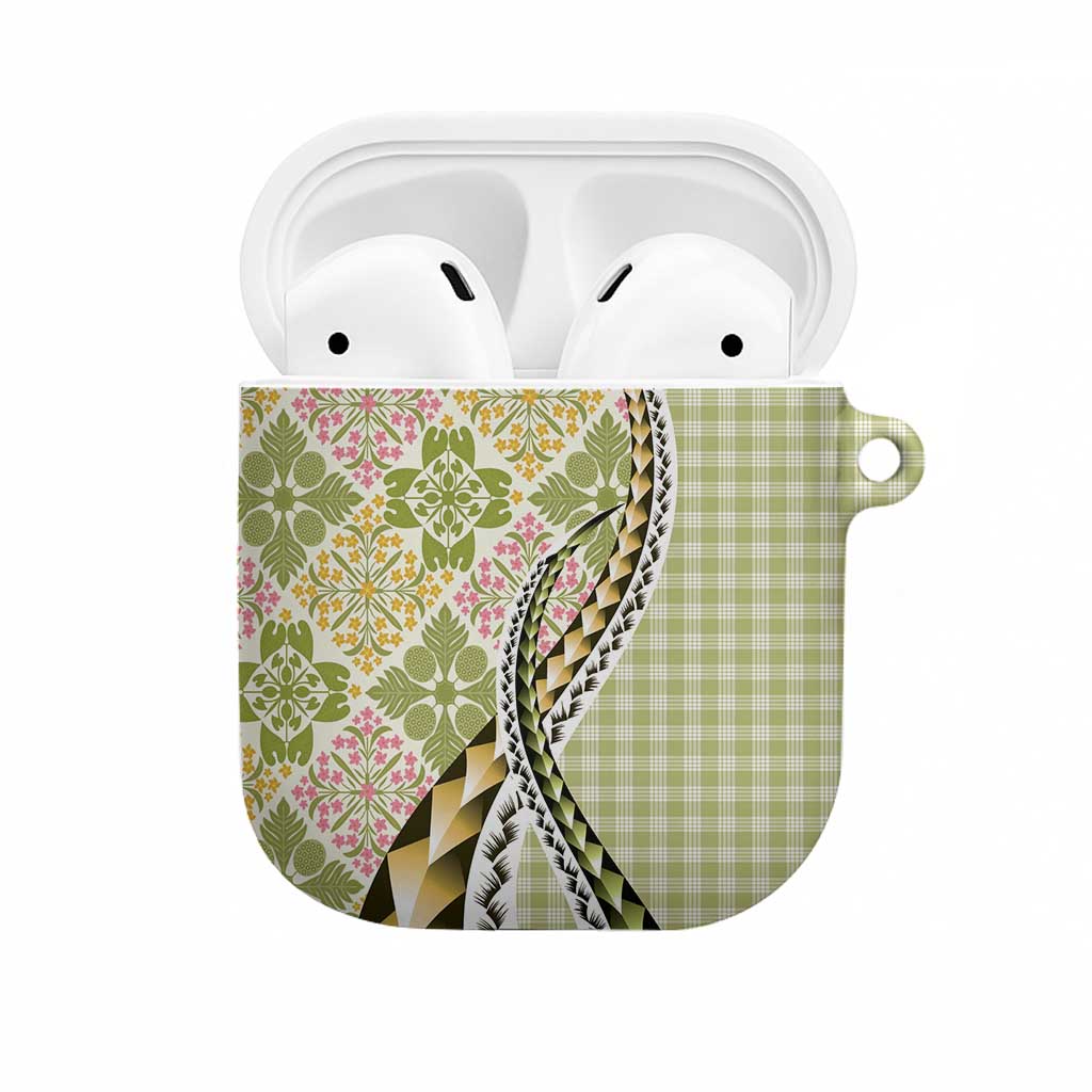 Aloha Vintage Palaka Floral Hawaiian Quilt AirPods Case Omaomao Motif - Polynesian Pride