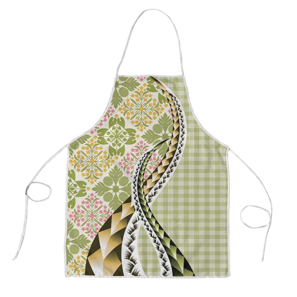 Aloha Vintage Palaka Floral Hawaiian Quilt Apron Omaomao Motif - Polynesian Pride