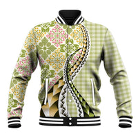 Aloha Vintage Palaka Floral Hawaiian Quilt Baseball Jacket Omaomao Motif - Polynesian Pride
