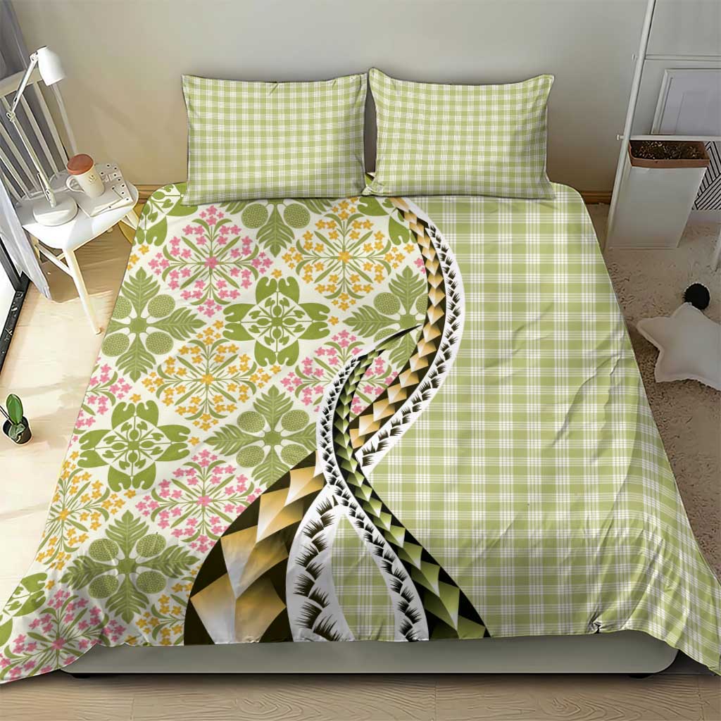 Aloha Vintage Palaka Floral Hawaiian Quilt Bedding Set Omaomao Motif - Polynesian Pride