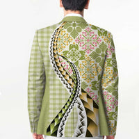 Aloha Vintage Palaka Floral Hawaiian Quilt Blazer Omaomao Motif - Polynesian Pride