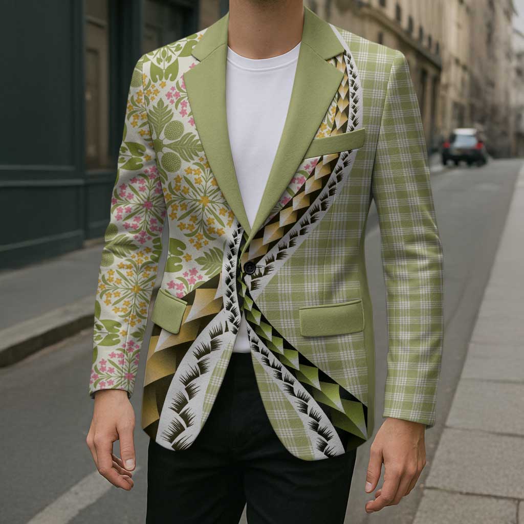 Aloha Vintage Palaka Floral Hawaiian Quilt Blazer Omaomao Motif - Polynesian Pride