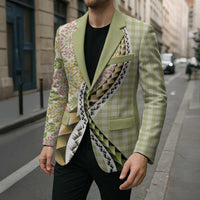 Aloha Vintage Palaka Floral Hawaiian Quilt Blazer Omaomao Motif - Polynesian Pride