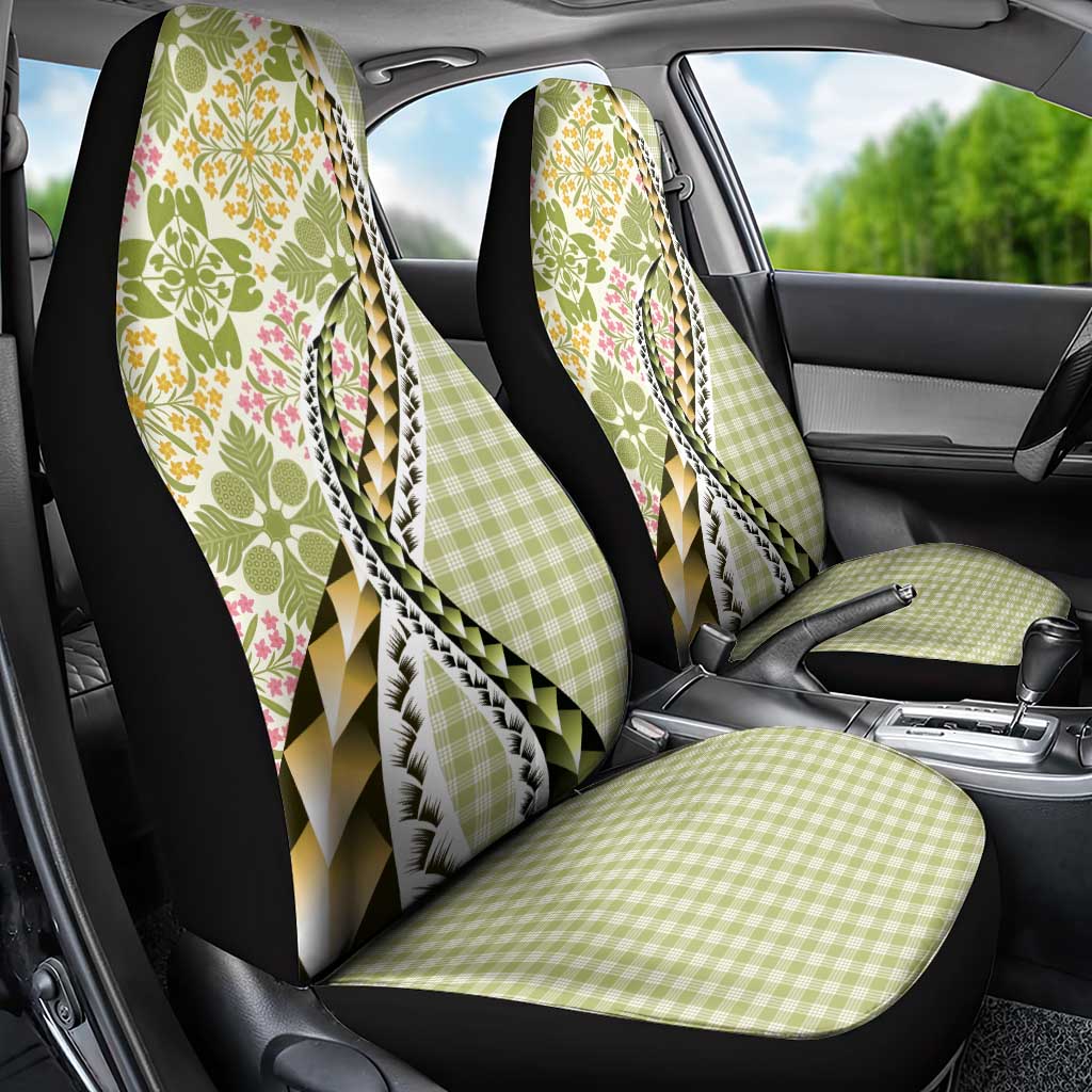 Aloha Vintage Palaka Floral Hawaiian Quilt Car Seat Cover Omaomao Motif - Polynesian Pride