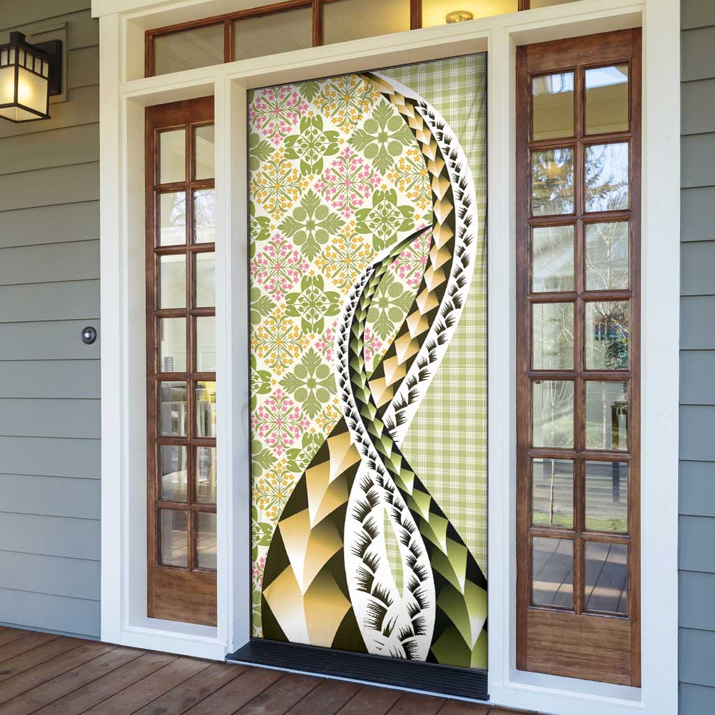 Aloha Vintage Palaka Floral Hawaiian Quilt Door Cover Omaomao Motif - Polynesian Pride