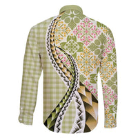 Aloha Vintage Palaka Floral Hawaiian Quilt Family Matching Off Shoulder Maxi Dress and Hawaiian Shirt Omaomao Motif - Polynesian Pride