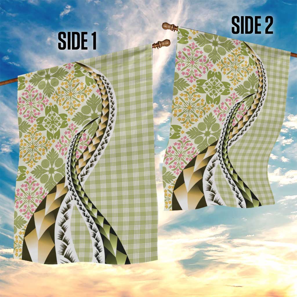 Aloha Vintage Palaka Floral Hawaiian Quilt Garden Flag Omaomao Motif - Polynesian Pride