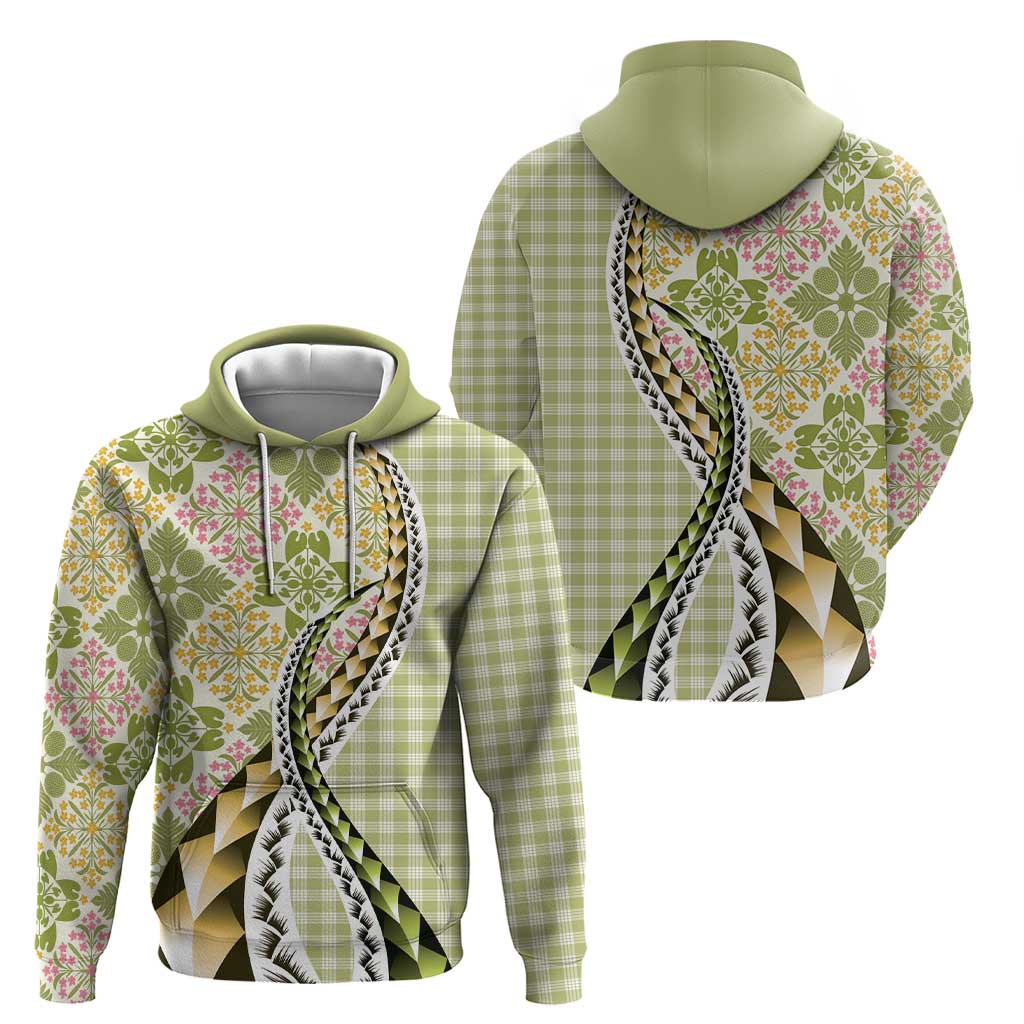 Aloha Vintage Palaka Floral Hawaiian Quilt Hoodie Omaomao Motif - Polynesian Pride