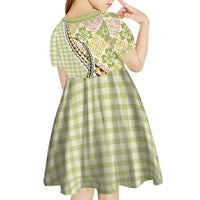 Aloha Vintage Palaka Floral Hawaiian Quilt Kid Short Sleeve Dress Omaomao Motif - Polynesian Pride