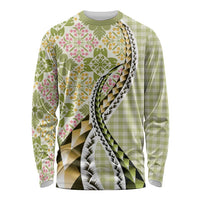 Aloha Vintage Palaka Floral Hawaiian Quilt Long Sleeve Shirt Omaomao Motif - Polynesian Pride