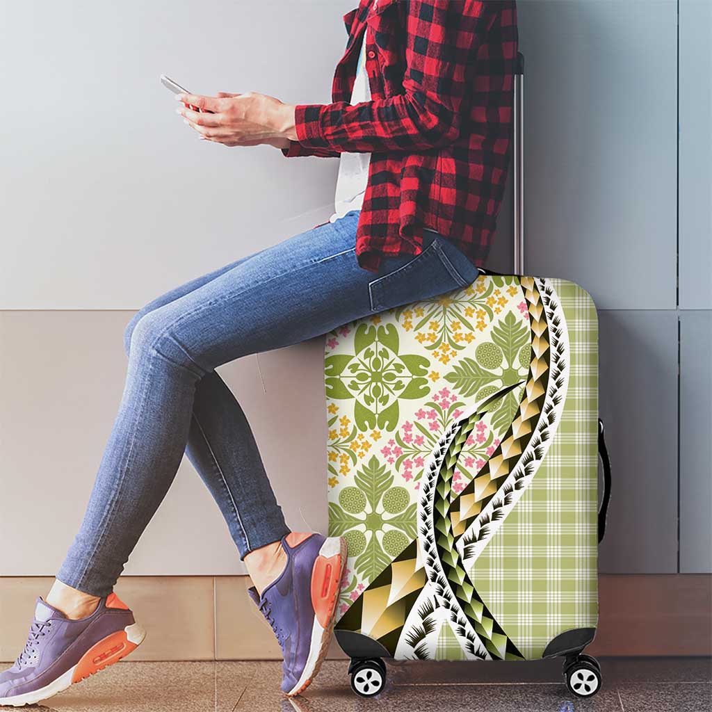 Aloha Vintage Palaka Floral Hawaiian Quilt Luggage Cover Omaomao Motif - Polynesian Pride