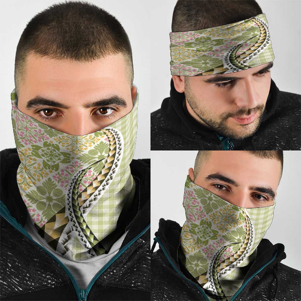 Aloha Vintage Palaka Floral Hawaiian Quilt Neck Gaiter Omaomao Motif - Polynesian Pride
