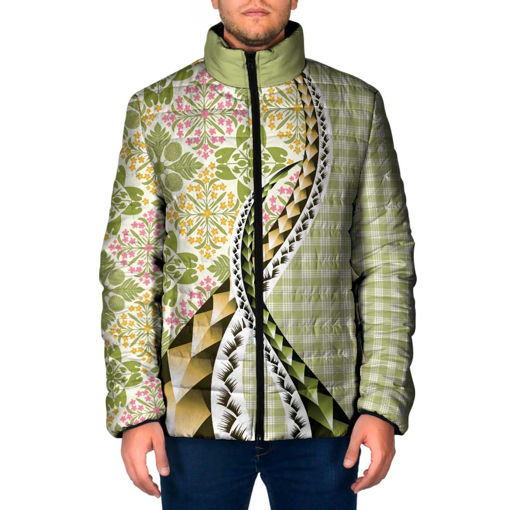 Aloha Vintage Palaka Floral Hawaiian Quilt Padded Jacket Omaomao Motif - Polynesian Pride