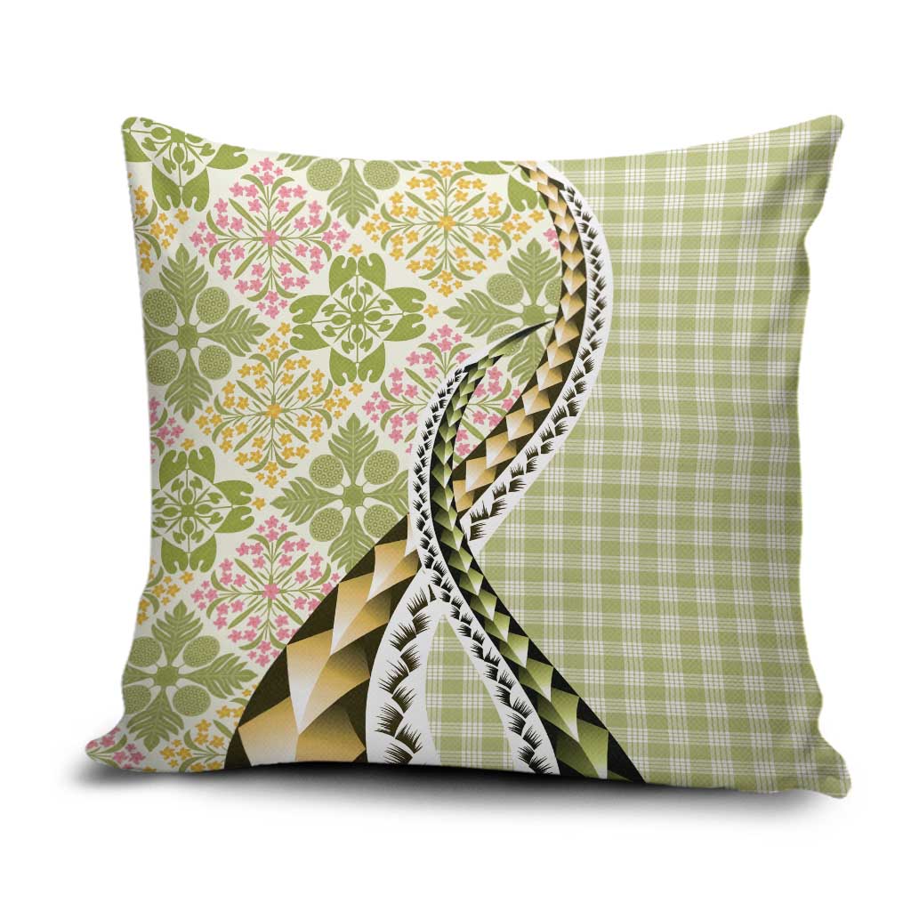 Aloha Vintage Palaka Floral Hawaiian Quilt Pillow Cover Omaomao Motif - Polynesian Pride