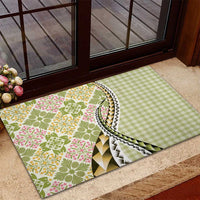 Aloha Vintage Palaka Floral Hawaiian Quilt Rubber Doormat Omaomao Motif - Polynesian Pride