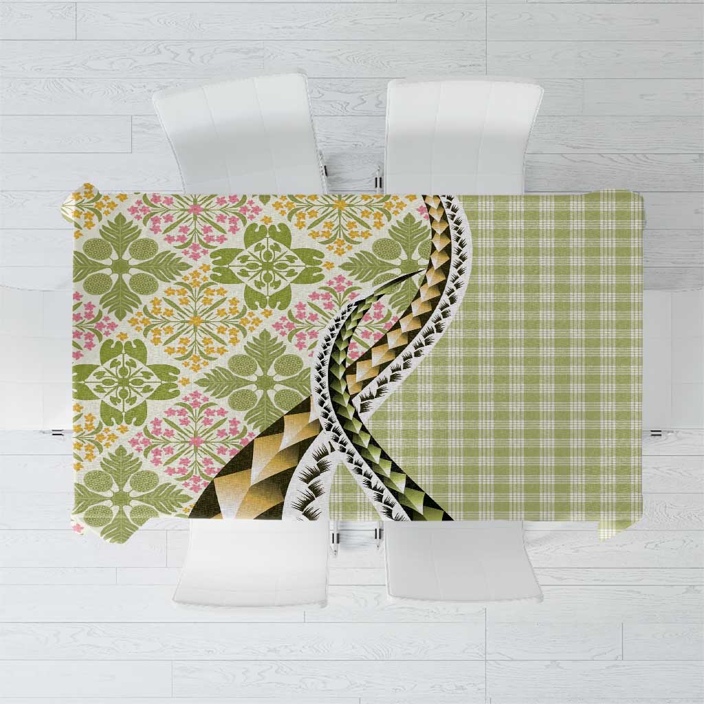 Aloha Vintage Palaka Floral Hawaiian Quilt Tablecloth Omaomao Motif - Polynesian Pride