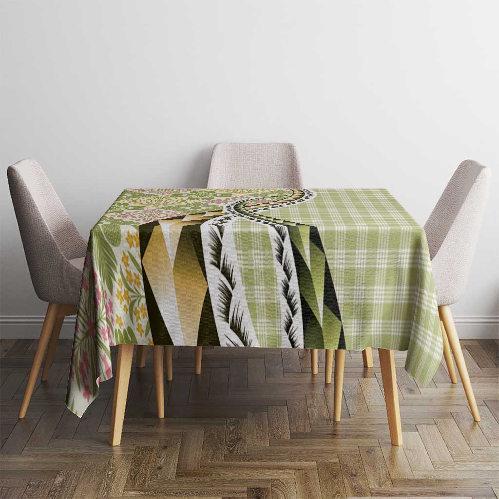 Aloha Vintage Palaka Floral Hawaiian Quilt Tablecloth Omaomao Motif - Polynesian Pride