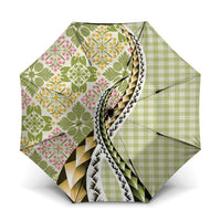 Aloha Vintage Palaka Floral Hawaiian Quilt Umbrella Omaomao Motif - Polynesian Pride