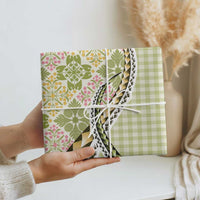 Aloha Vintage Palaka Floral Hawaiian Quilt Wrapping Paper Omaomao Motif - Polynesian Pride