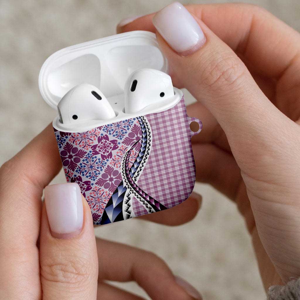 Aloha Vintage Palaka Floral Hawaiian Quilt AirPods Case Akala Motif - Polynesian Pride