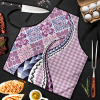 Aloha Vintage Palaka Floral Hawaiian Quilt Apron Akala Motif - Polynesian Pride