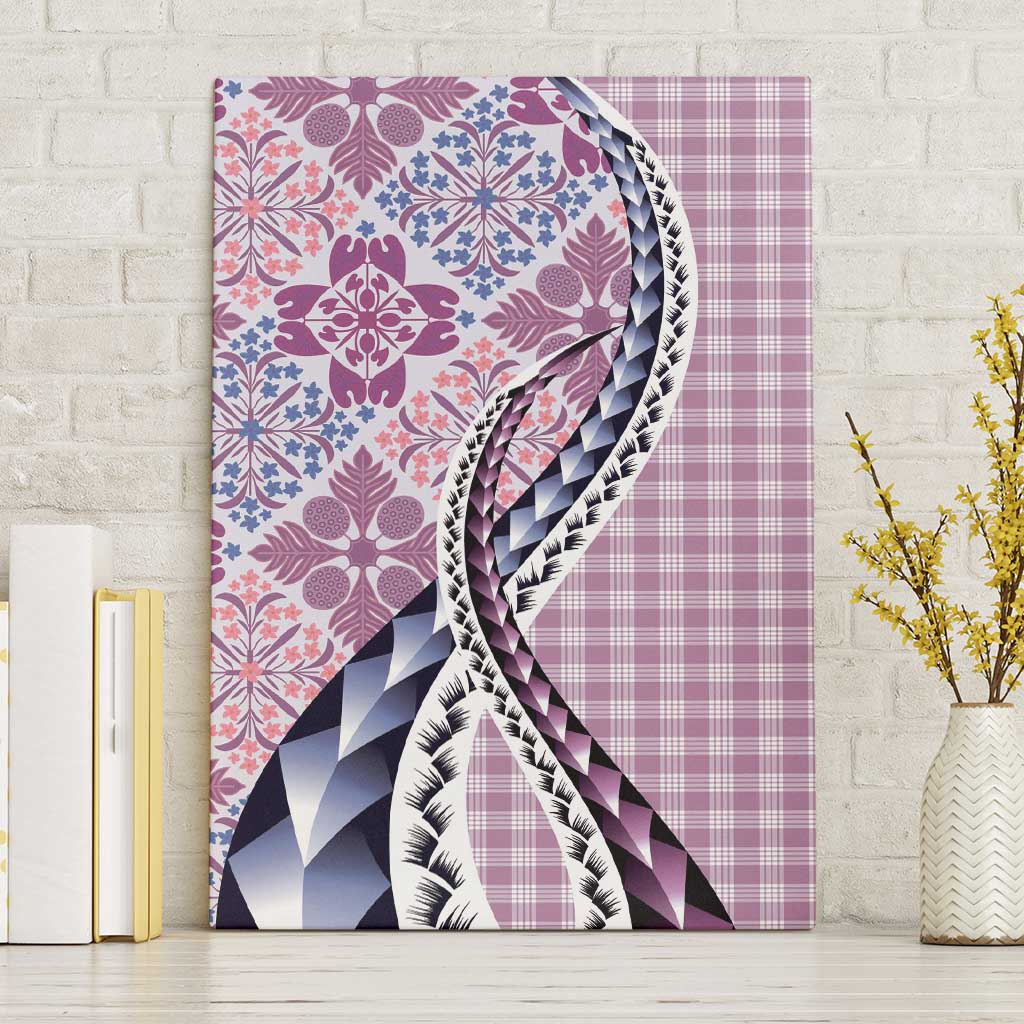 Aloha Vintage Palaka Floral Hawaiian Quilt Canvas Wall Art Akala Motif - Polynesian Pride