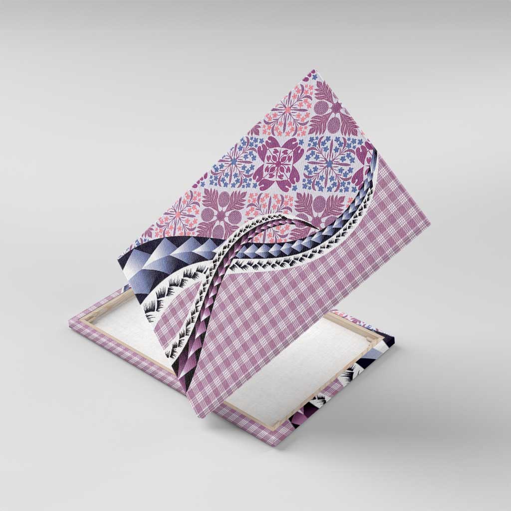 Aloha Vintage Palaka Floral Hawaiian Quilt Canvas Wall Art Akala Motif - Polynesian Pride