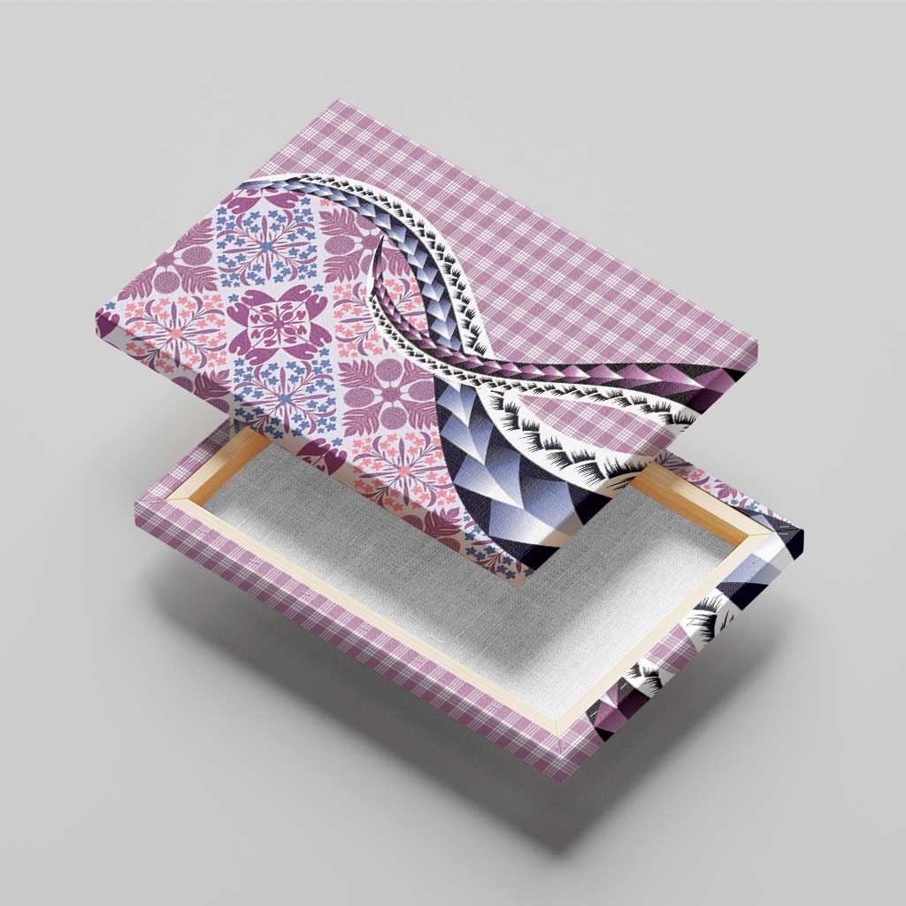 Aloha Vintage Palaka Floral Hawaiian Quilt Canvas Wall Art Akala Motif - Polynesian Pride