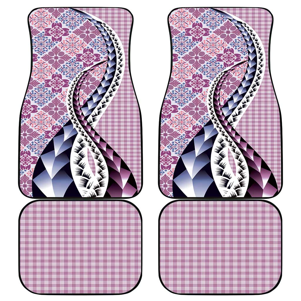 Aloha Vintage Palaka Floral Hawaiian Quilt Car Mats Akala Motif - Polynesian Pride