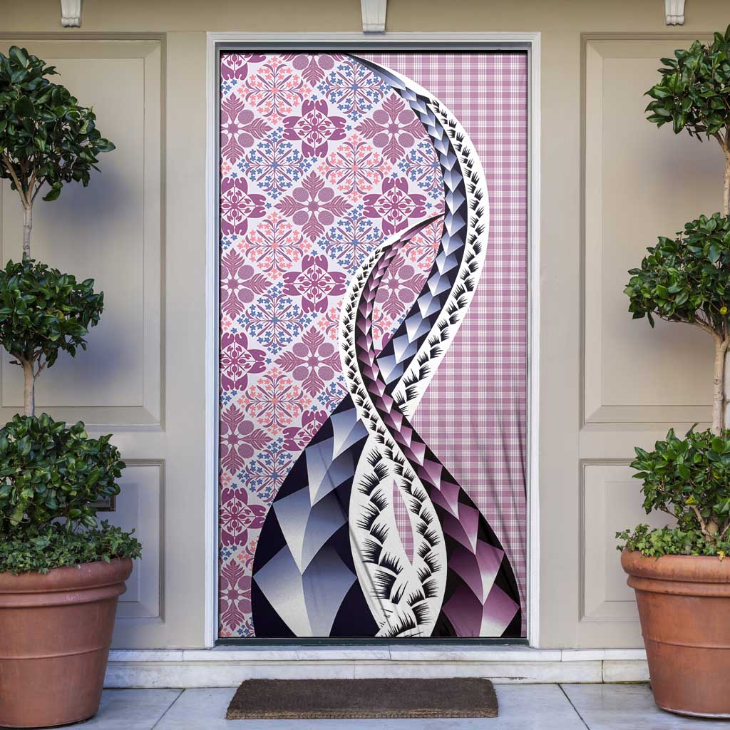 Aloha Vintage Palaka Floral Hawaiian Quilt Door Cover Akala Motif LT9 Pink - Polynesian Pride