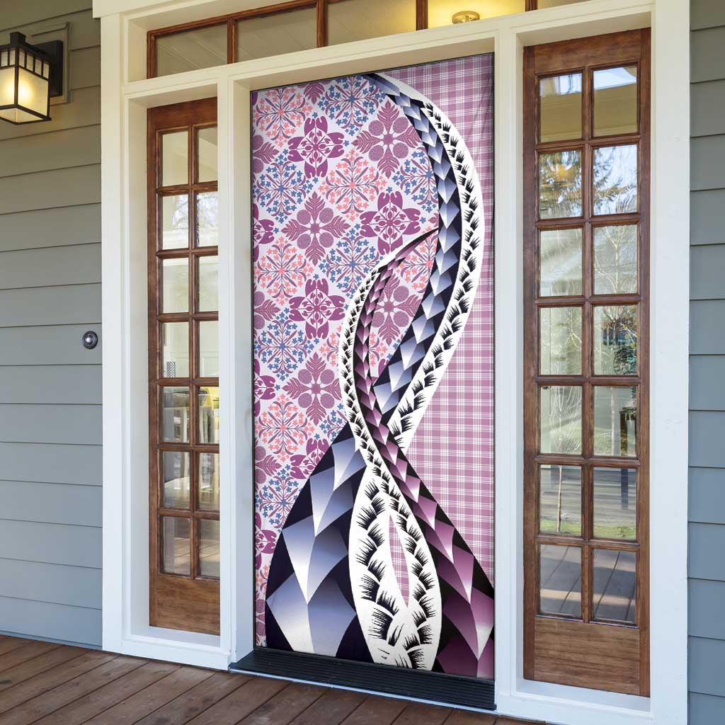 Aloha Vintage Palaka Floral Hawaiian Quilt Door Cover Akala Motif LT9 - Polynesian Pride