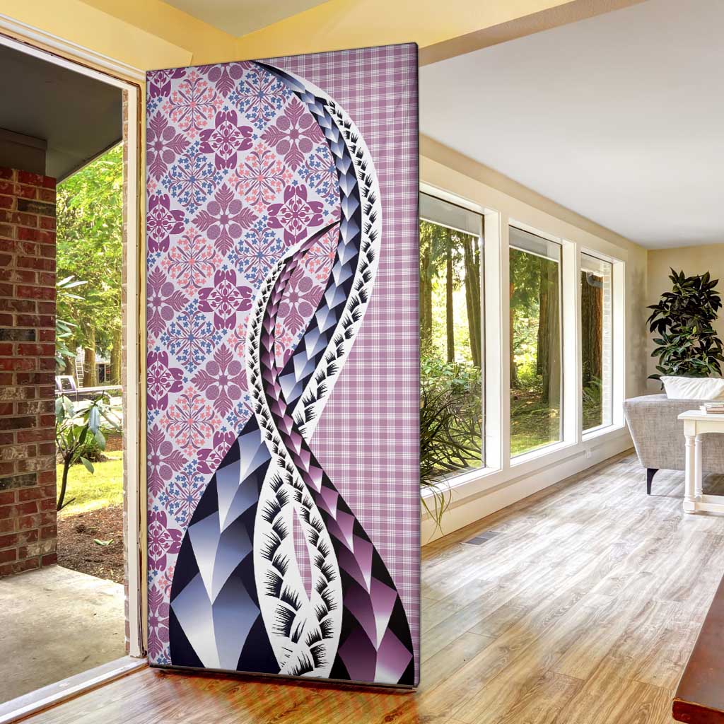 Aloha Vintage Palaka Floral Hawaiian Quilt Door Cover Akala Motif LT9 - Polynesian Pride