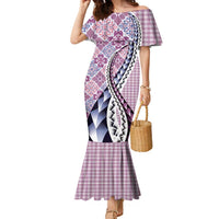 Aloha Vintage Palaka Floral Hawaiian Quilt Family Matching Mermaid Dress and Hawaiian Shirt Akala Motif - Polynesian Pride