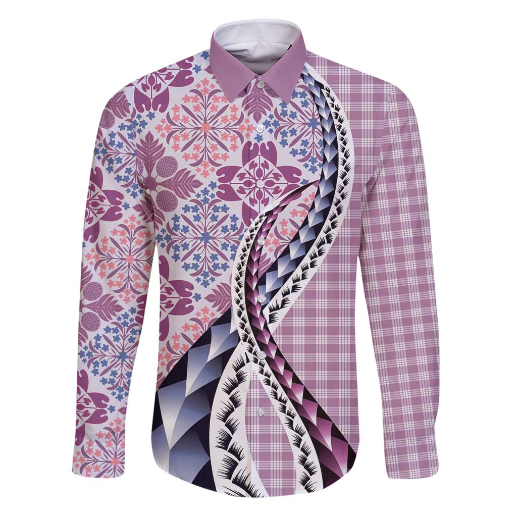 Aloha Vintage Palaka Floral Hawaiian Quilt Family Matching Puletasi and Hawaiian Shirt Akala Motif - Polynesian Pride