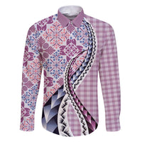 Aloha Vintage Palaka Floral Hawaiian Quilt Family Matching Puletasi and Hawaiian Shirt Akala Motif - Polynesian Pride