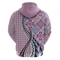 Aloha Vintage Palaka Floral Hawaiian Quilt Hoodie Akala Motif - Polynesian Pride