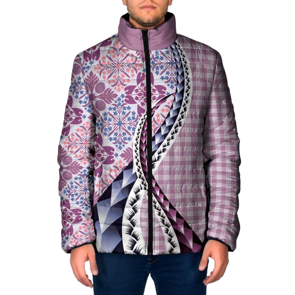 Aloha Vintage Palaka Floral Hawaiian Quilt Padded Jacket Akala Motif - Polynesian Pride