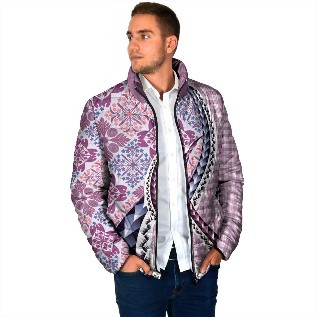 Aloha Vintage Palaka Floral Hawaiian Quilt Padded Jacket Akala Motif - Polynesian Pride