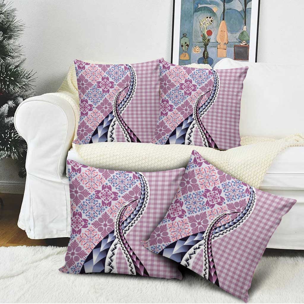 Aloha Vintage Palaka Floral Hawaiian Quilt Pillow Cover Akala Motif - Polynesian Pride