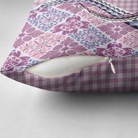 Aloha Vintage Palaka Floral Hawaiian Quilt Pillow Cover Akala Motif - Polynesian Pride